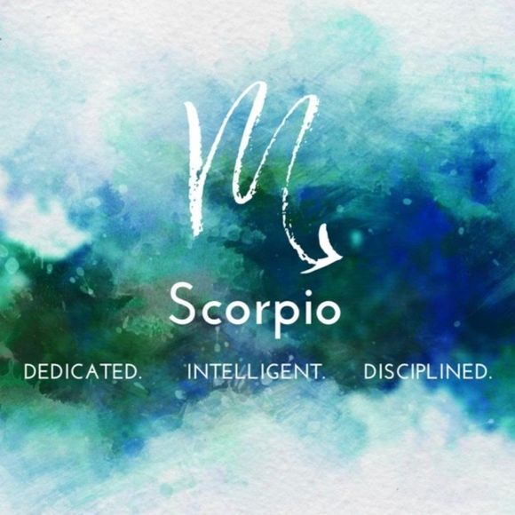 Scorpio zodiac sign blue watercolor art print - Picture 2 of 2